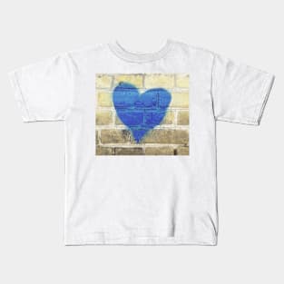 Blue Heart on the Wall Kids T-Shirt